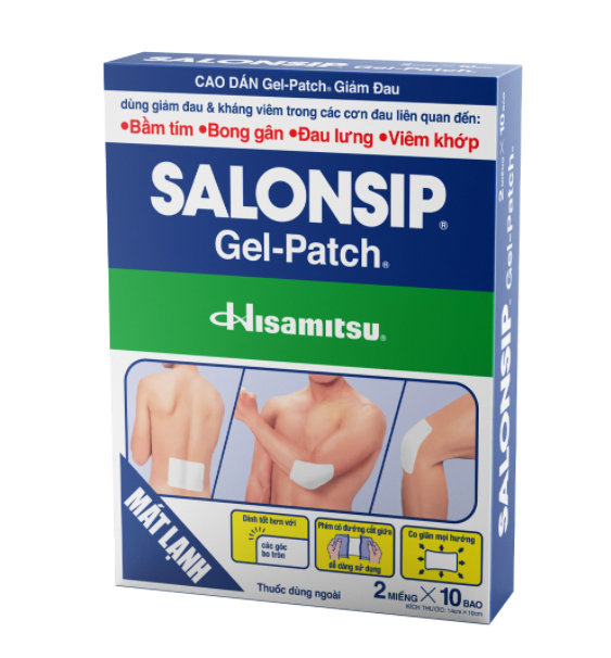 Salonsip, cao dán lạnh salonsip- giảm đau vai, đau cơ, bong gân, căng cơ