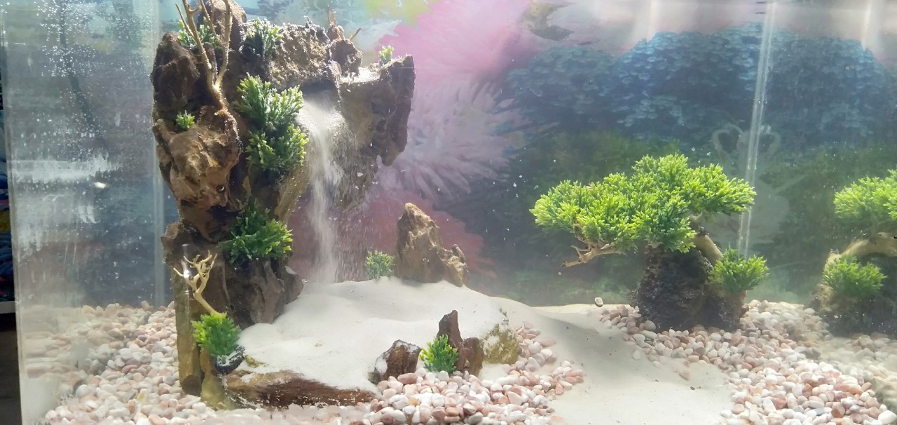 tặng kèm máy và cát - thác cát bể cá suối cát hồ thủy sinh