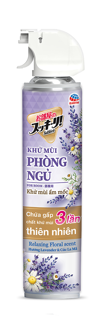 Bình Xịt Khử mùi Phòng ngủ Sukkiri 320ml xịt nén khí tinh dầu thơm siêu khử mùi hôi ẩm móc gây khó chịu sang trọng