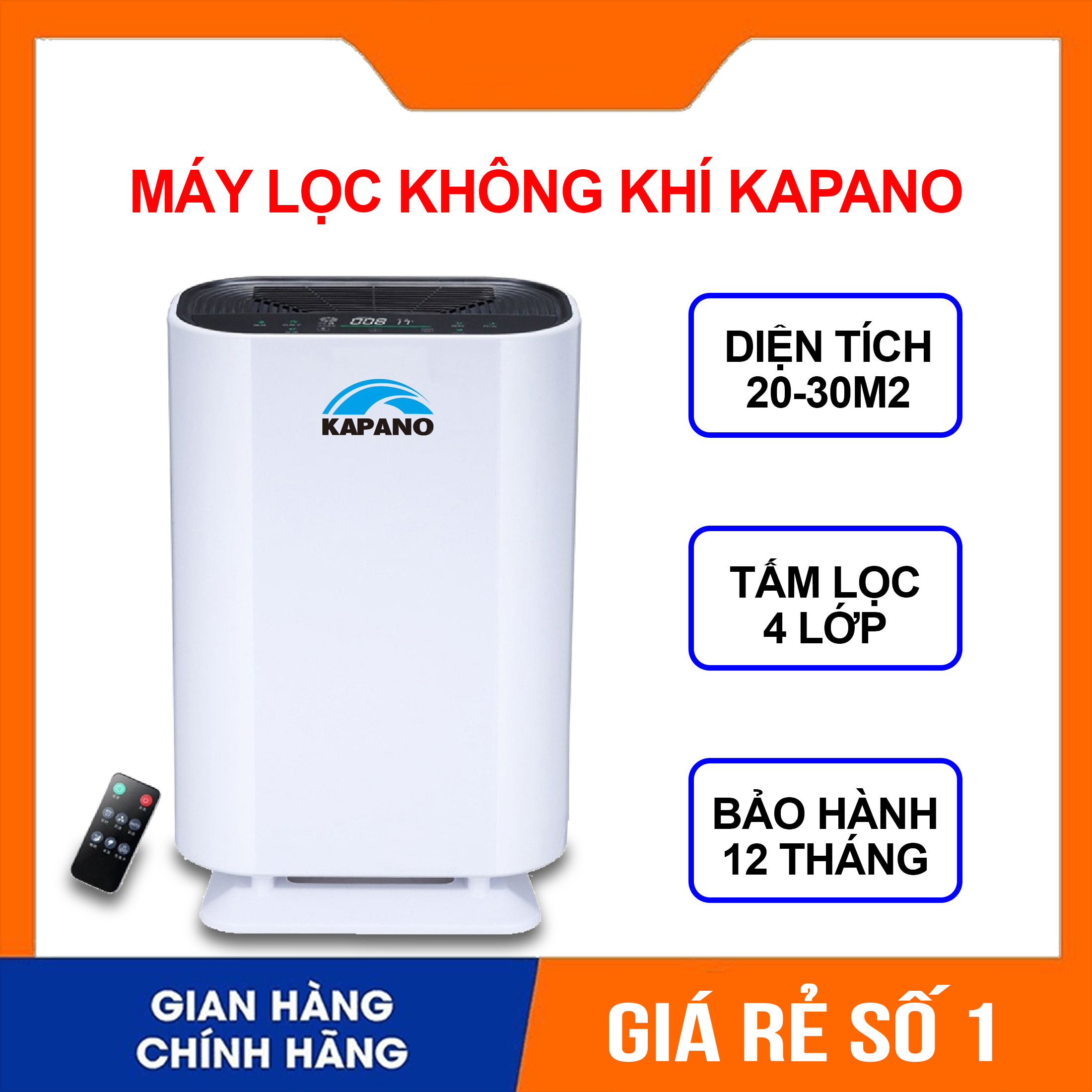 Máy lọc không khí kapano, máy lọc không khí ion âm tia uv kháng khuẩn, khử mùi, lọc bụi mịn - bảo hành 12 tháng