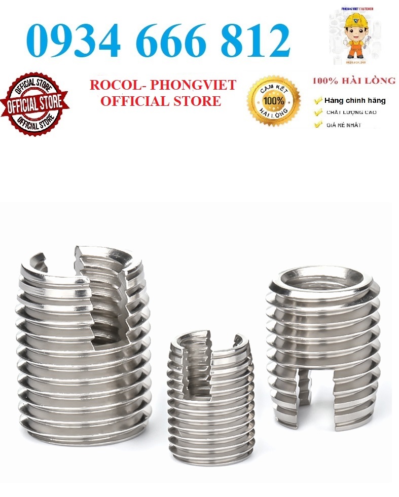 1 cái m3-m12 ren cấy helicoil tự taro inox 302 m3,m4,m5,m6,m8,m10,m12
