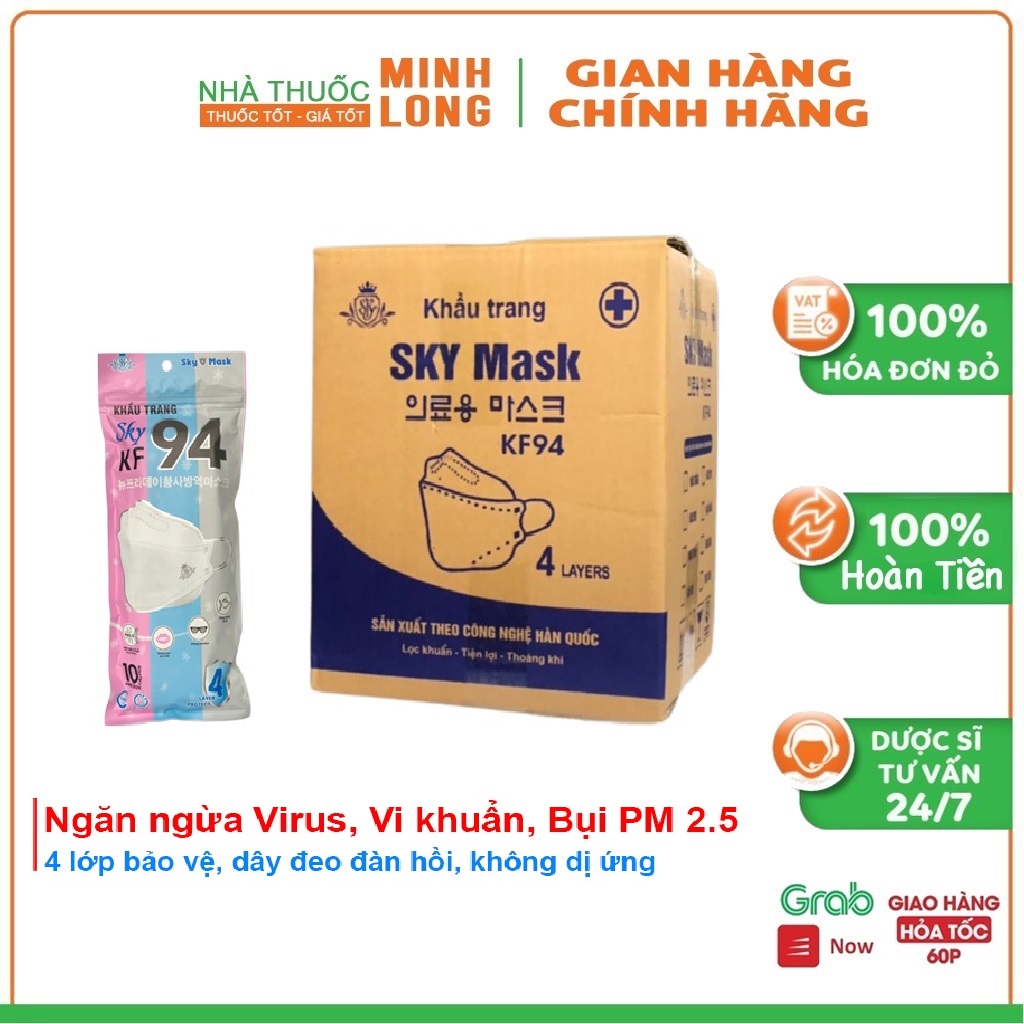 Khẩu trang sky mask kf94 thùng 30gói/300