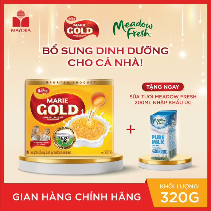 [TẶNG SỮA TƯƠI  200ml]BÁNH QUY SỮA MARIE GOLD 320G