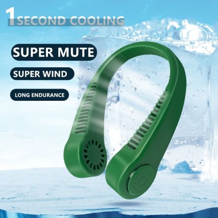 Outdoor Cooling Fan Usb rechargeable leafless 360 degree neck fan adjustable air cooler Mini Personal hands-free neck fan portable 3-speed air cooling fan