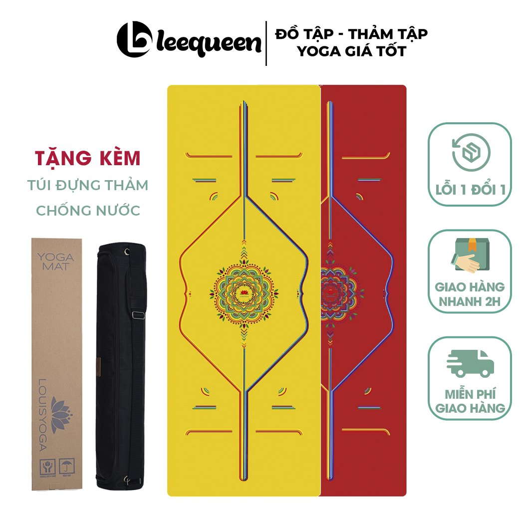 Thảm tập Yoga cầu vồng nhiều màu sắc chất liệu cao su - chống trơn trượt tặng kèm túi cao cấp và nước xịt thảm
