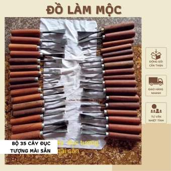 Bộ 35 cây đục điêu khắc gỗ mài sắc tra cán cầm tay đục tượng đục sáo diều