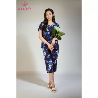 WINNY - Bộ đồ lanh cộc tay quần ngố mặc nhà 2MNLA23016N