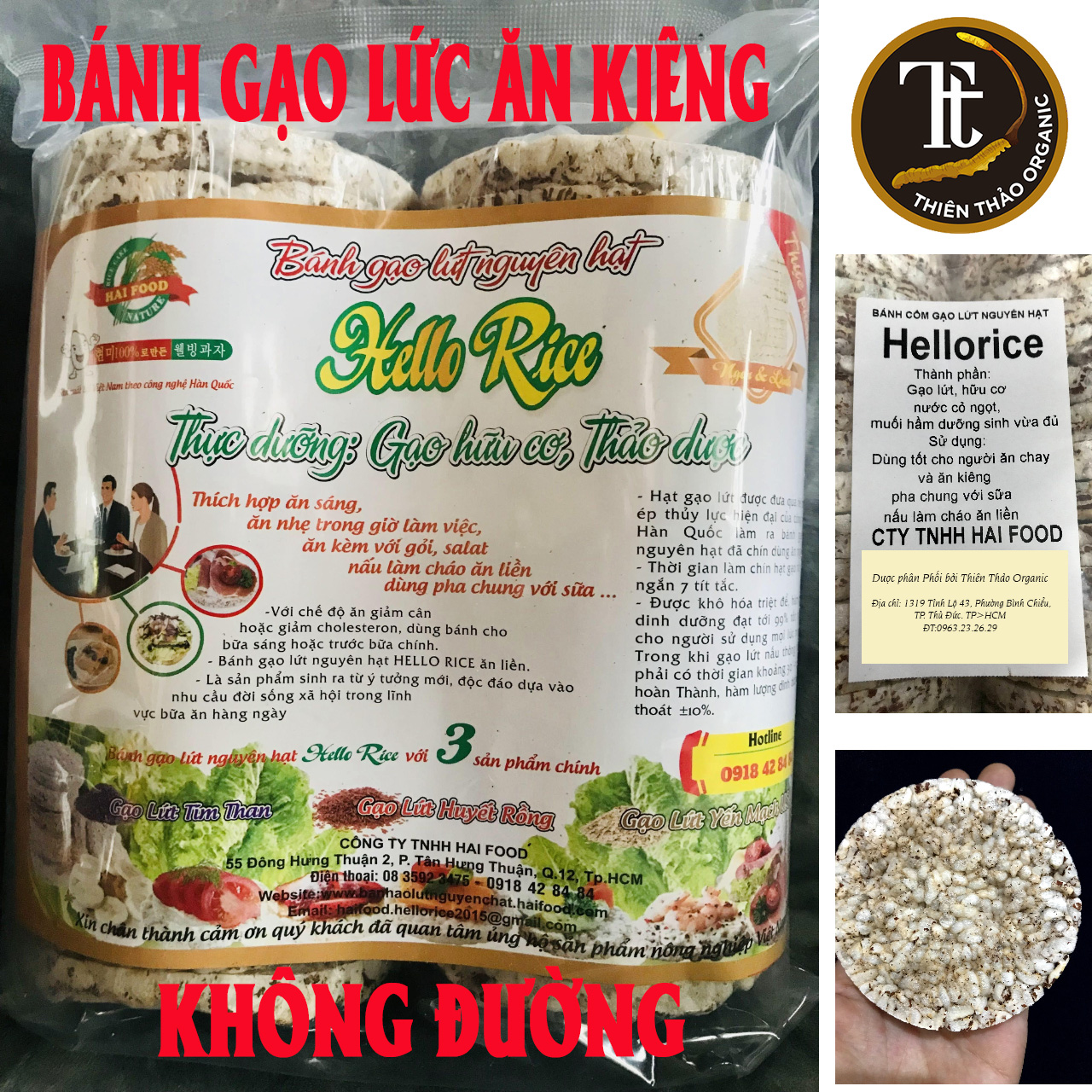  Combo 2 bịch 102 Bánh gạo lứt ăn kiêng Hello Rice bánh gạo lức nguyên hạt 6cây 102bánh - 1kg 