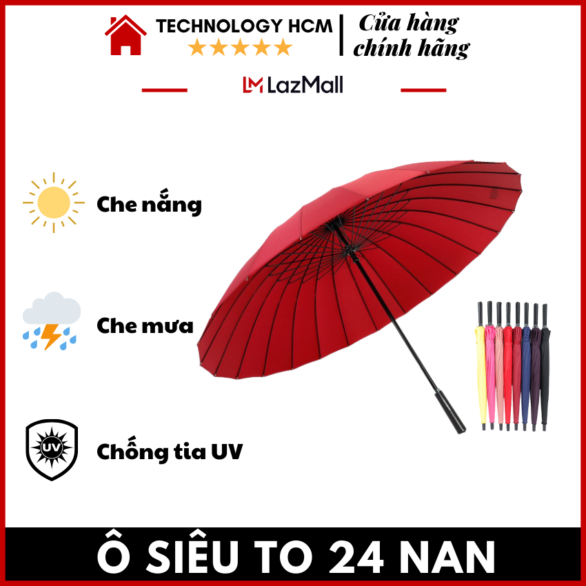 Ô dù che nắng mưa 24 nan, dù cầm tay, cây dù che mưa - ô siêu to 24 nan cao cấp - chất liệu cứng cáp làm bằng thép chống gỉ, nan che siêu rộng, chống nắng mưa cực tốt- bảo hành uy tín