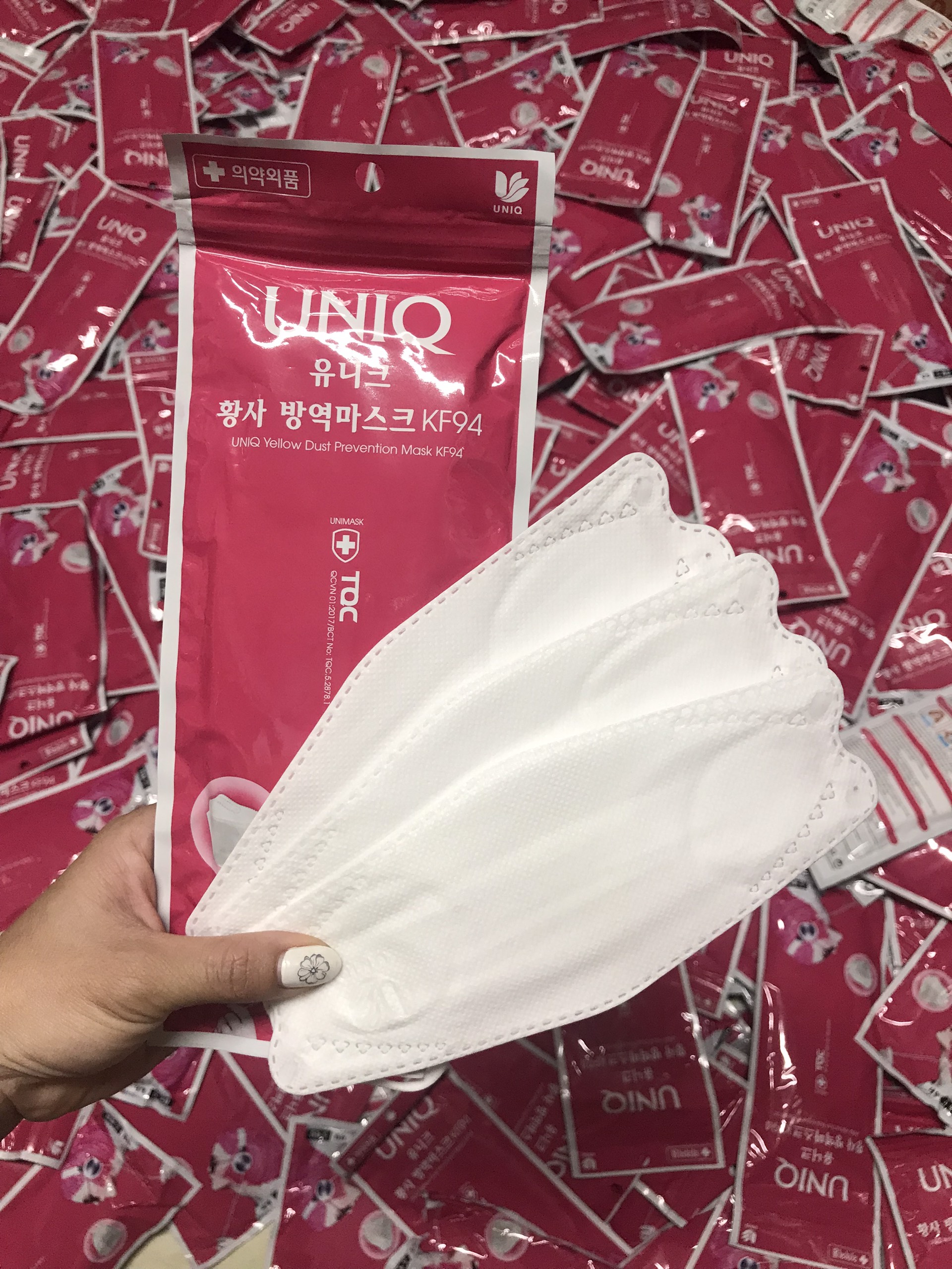 Combo 5 bịch khẩu trang kf94 uniq mẫu mới cty uni mask | 1 bịch / 5 cái x 5 bịch = 25 cái