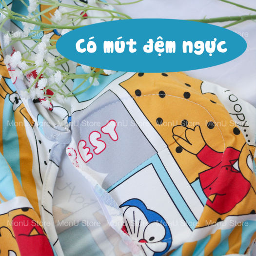 Váy đầm ngủ 2 dây DORAEMON DOREMON tặng kèm bịt mắt ngủ dễ thương cute MON0044