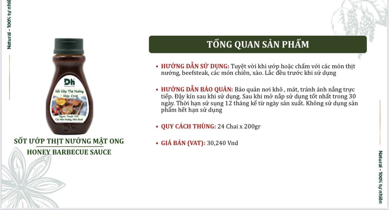 Sốt Ướp thịt nướng - Mật Ong- Thương hiệu Dh Foods