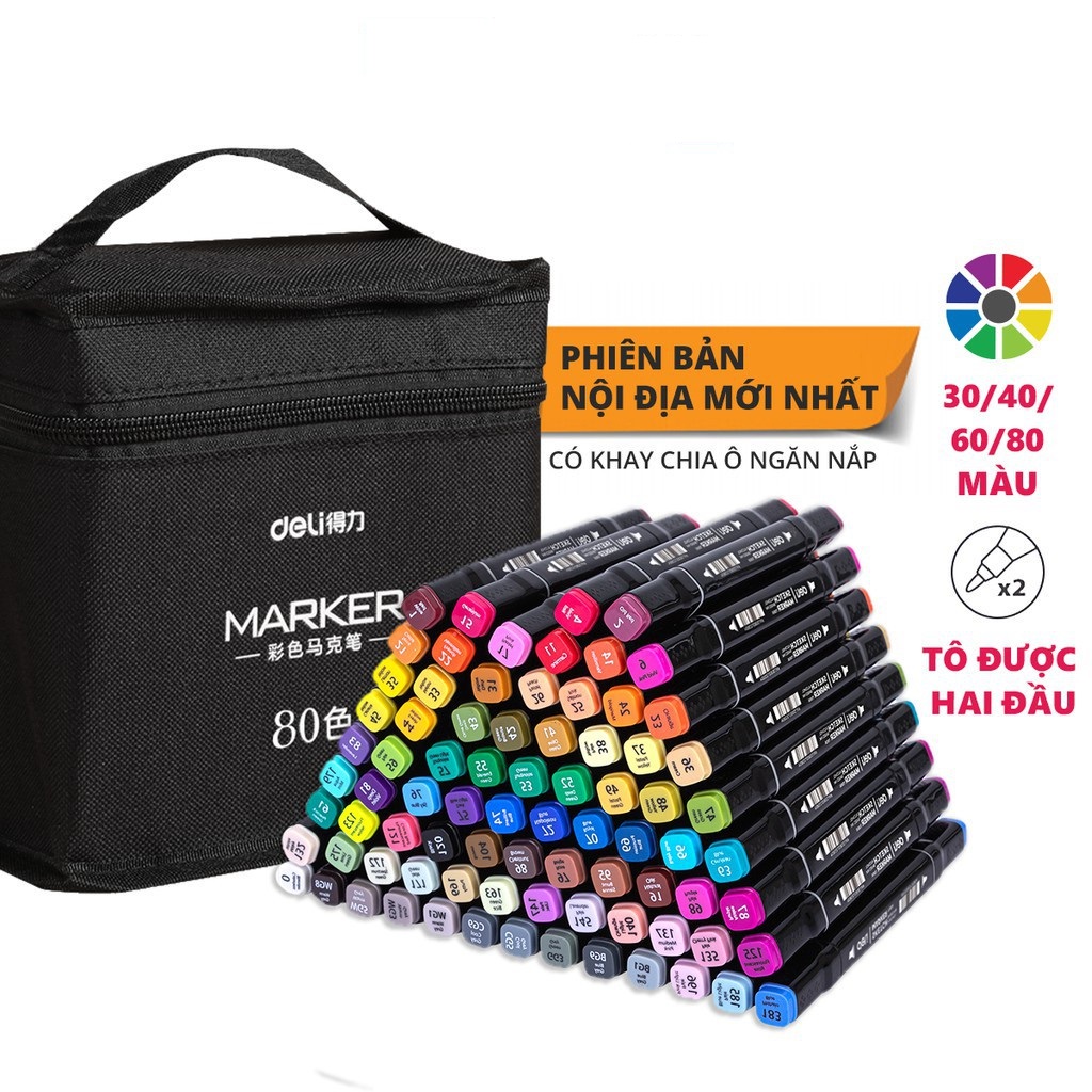 Bộ bút dạ màu nước Touch Marker 48 chi tiết, bút siêu mềm, tô êm, mịn, màu vẽ chuyên nghiệp
