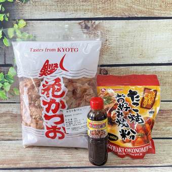 Nguyên Liệu Làm Bánh Bạch Tuộc Takoyaki, Bánh Xèo Nhật Okonomiyaki (Cá bào + sốt teriyaki + rong biển vụn + bột takoyaki)