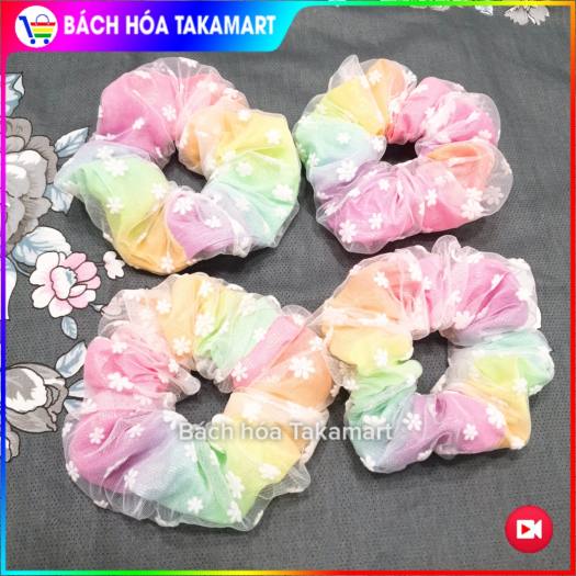 Cột tóc Scrunchies 2 lớp Hoa Cúc Họa Mi, Galaxy Sao Cầu vồng 7 màu hai lớp, dây buộc tóc, cột tóc SCRUNCHIES Vải Voan siêu đẹp bền , cột tóc hai lớp Galaxy, dây buộc tóc giá rẻ, đồ cột tóc giá rẻ- Bách hóa Takamart