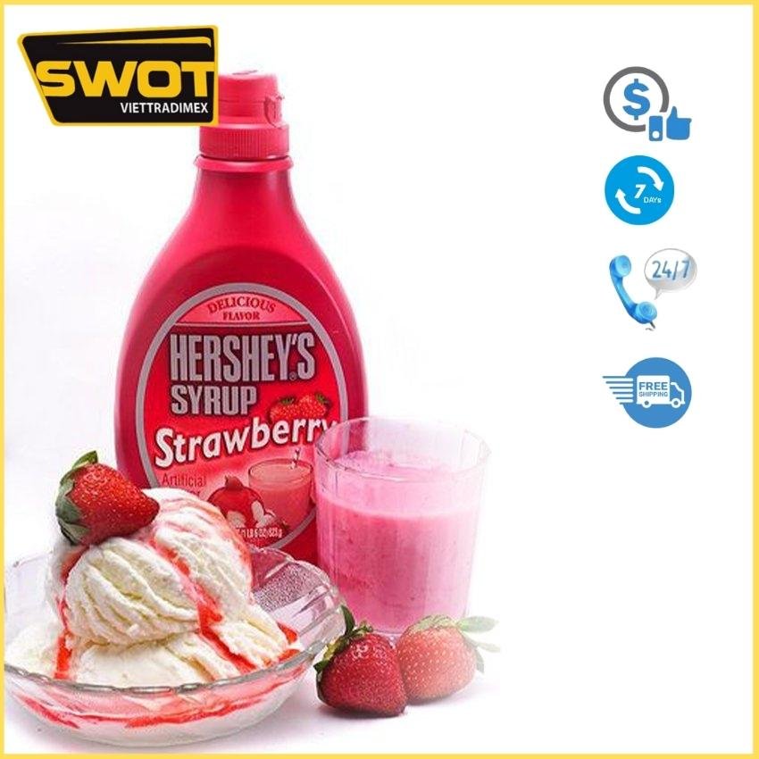 [Free ship: MAX, quà tặng voucher giảm giá 10k],  Syrup Strawberry Hershey's 623g-USA,SWOT, LAZ-SR00001, Sirô Dâu Tây Mỹ 623g, Quà tặng Voucher giảm giá 10k