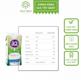 Sữa A2 Nước Nguyên Kem Của Úc - Sữa Tươi Nguyên Kem A2 Úc 200ml Cho Trẻ Từ 1 Tuổi - Date Mới Nhất Giant Mom