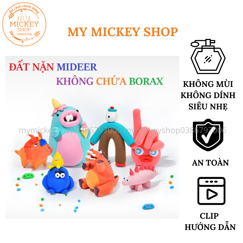 Đồ chơi Mideer đất sét nặn nhẹ an toàn bột nặn không dính bé chơi thông minh Mideer Borax Free Clay 36 màu