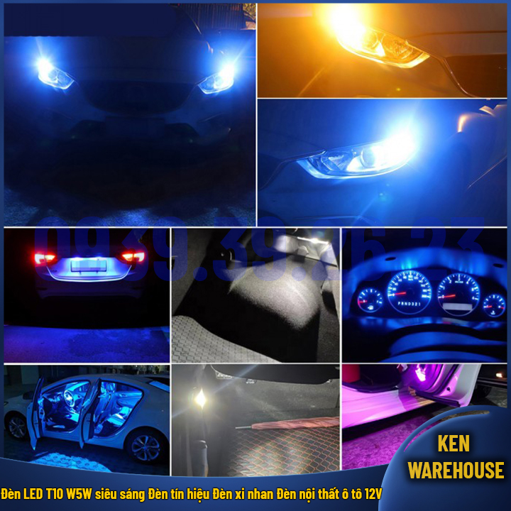 Đèn LED T10 W5W siêu sáng Đèn xi nhan Đèn tín hiệu Đèn nội thất ô tô xe máy mô tô 12V - GIÁ 01 BÓNG - KEN warehouse