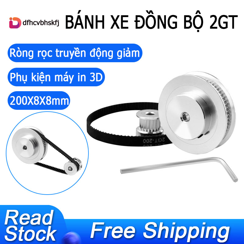 Ready stockBánh xe đồng bộ 2Gt 1 3 Ròng rọc truyền động Mô hình dây đai cơ khí cho máy in 3D 200X8X8Mm