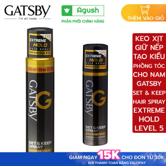 Keo xịt tóc nam nữ giữ nếp tóc cứng hair spray Gatsby Set Keep & Spray Extreme Hold level 5 chai 250ml, bình mini 66ml thơm xịt tóc khô cố định vào nếp phồng bóng tóc mái giữ nếp lâu cho nam nữ chính hãng giá rẻ