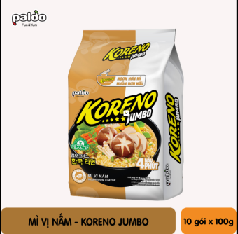 Mì Koreno Jumbo Hàn Quốc 1kg , 6 vị: kim chi/ hải sản/ bò/ tôm/ gà/ nấm,  lốc 10 gói*100g