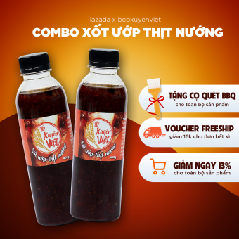 Combo 2 chai Xốt Ướp Thịt Nướng BBQ Bếp Xuyên Việt 400G, nước sốt ướp thịt, hải sản tiện lợi.
