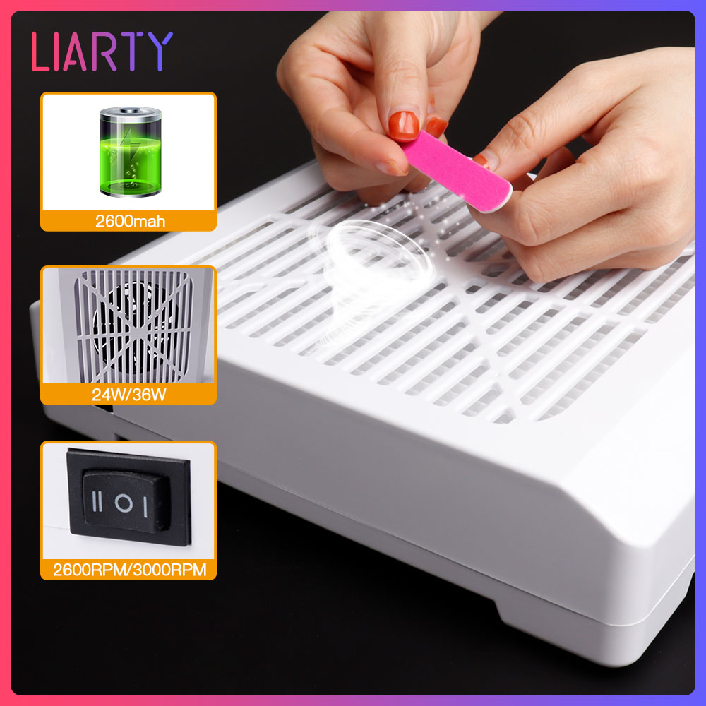 Gambar LIARTY 36W Nail Dust Collector Strong Nail Polishing, Cleaning Equipment Adjustable Wind Power Nail Machine