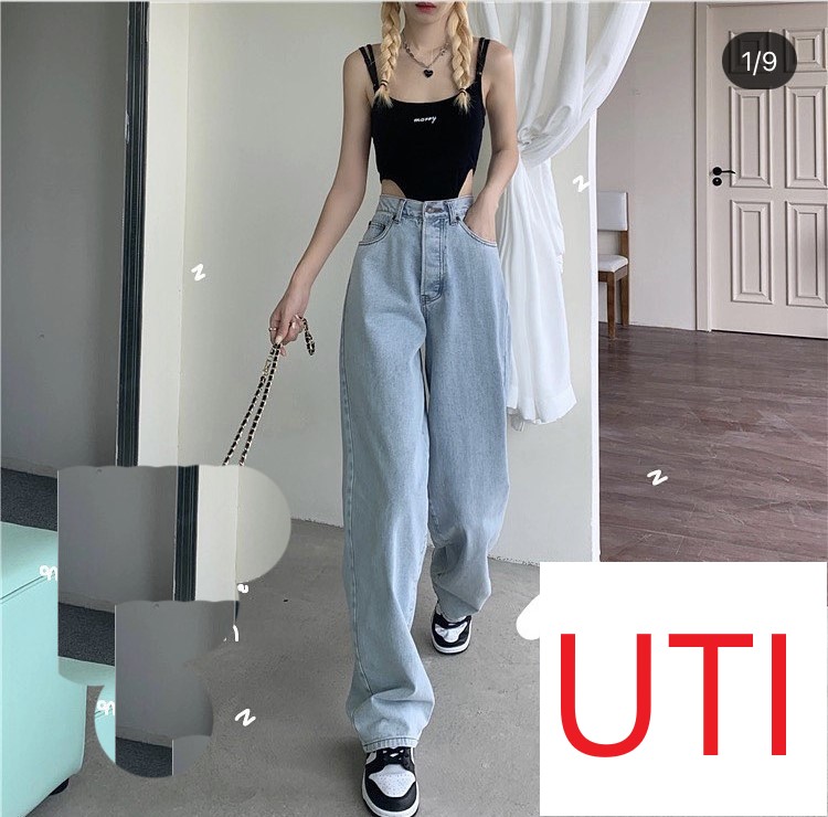 [ ĐẠI NGÀN ] QUẦN JEANS ỐNG RỘNG NỮ LƯNG CAO MÀU XANH NHẠT CAO CẤP UTI PHONG CÁCH RETRO BASIC SIÊU KINH ĐIỂN LÀNG JEANS NỮ