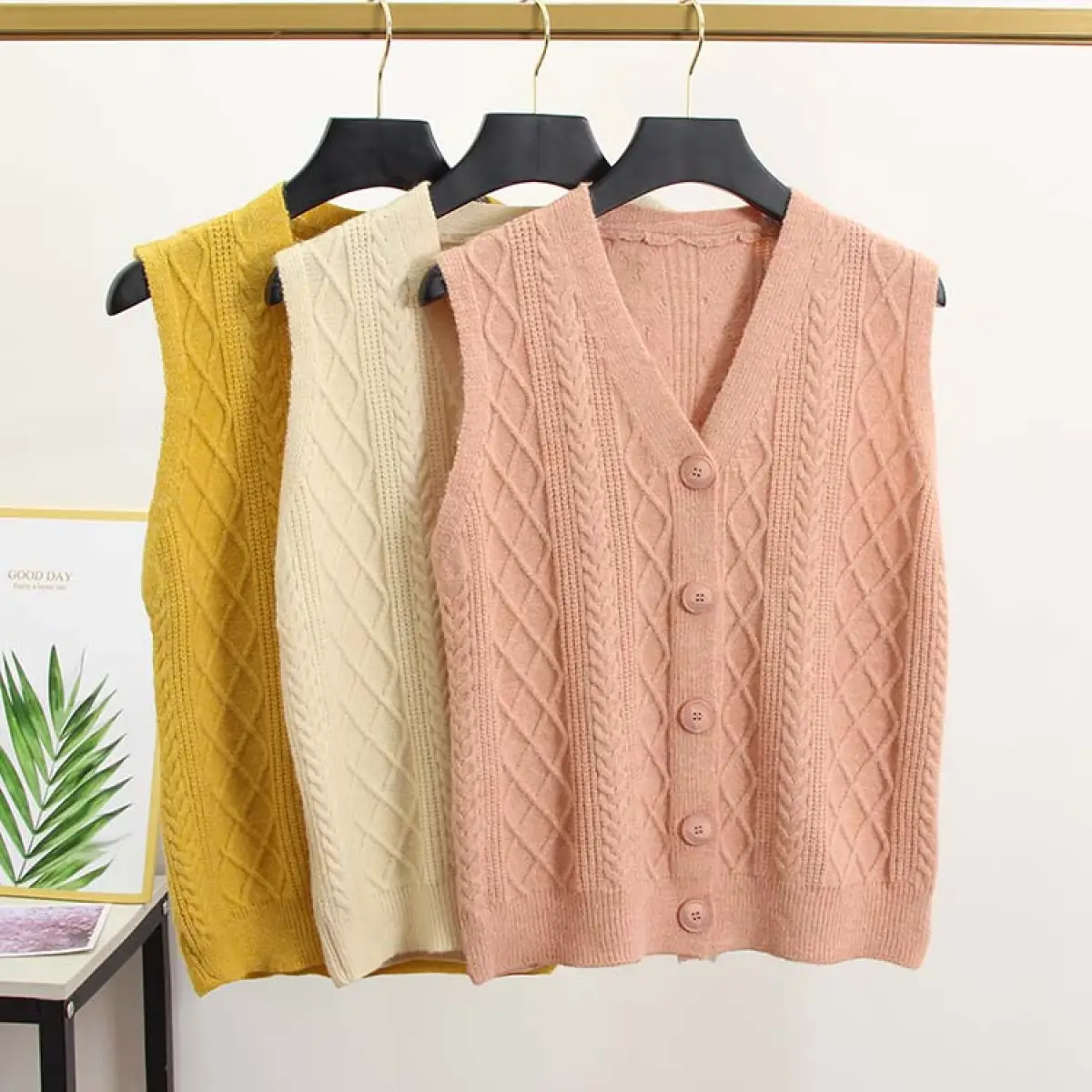 korean knitted vest
