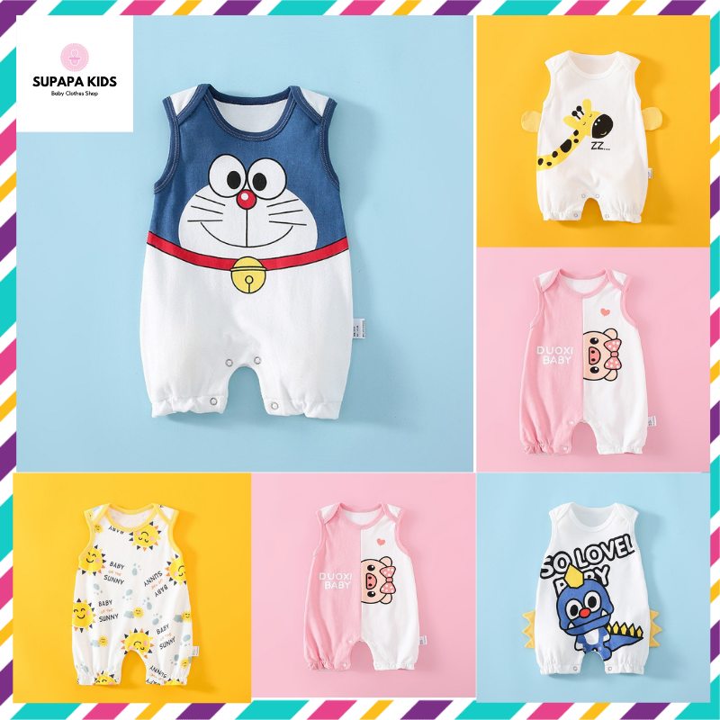 Body sát nách cho bé mẫu body liền thân chất cotton thoáng mát mẫu quần áo sơ sinh cho bé từ 3-12kg