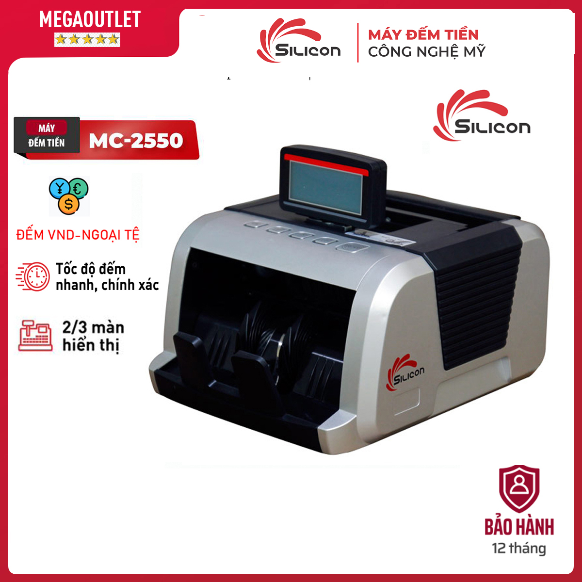 Máy đếm tiền tự đông nhập khẩu Silicon MC-2550,