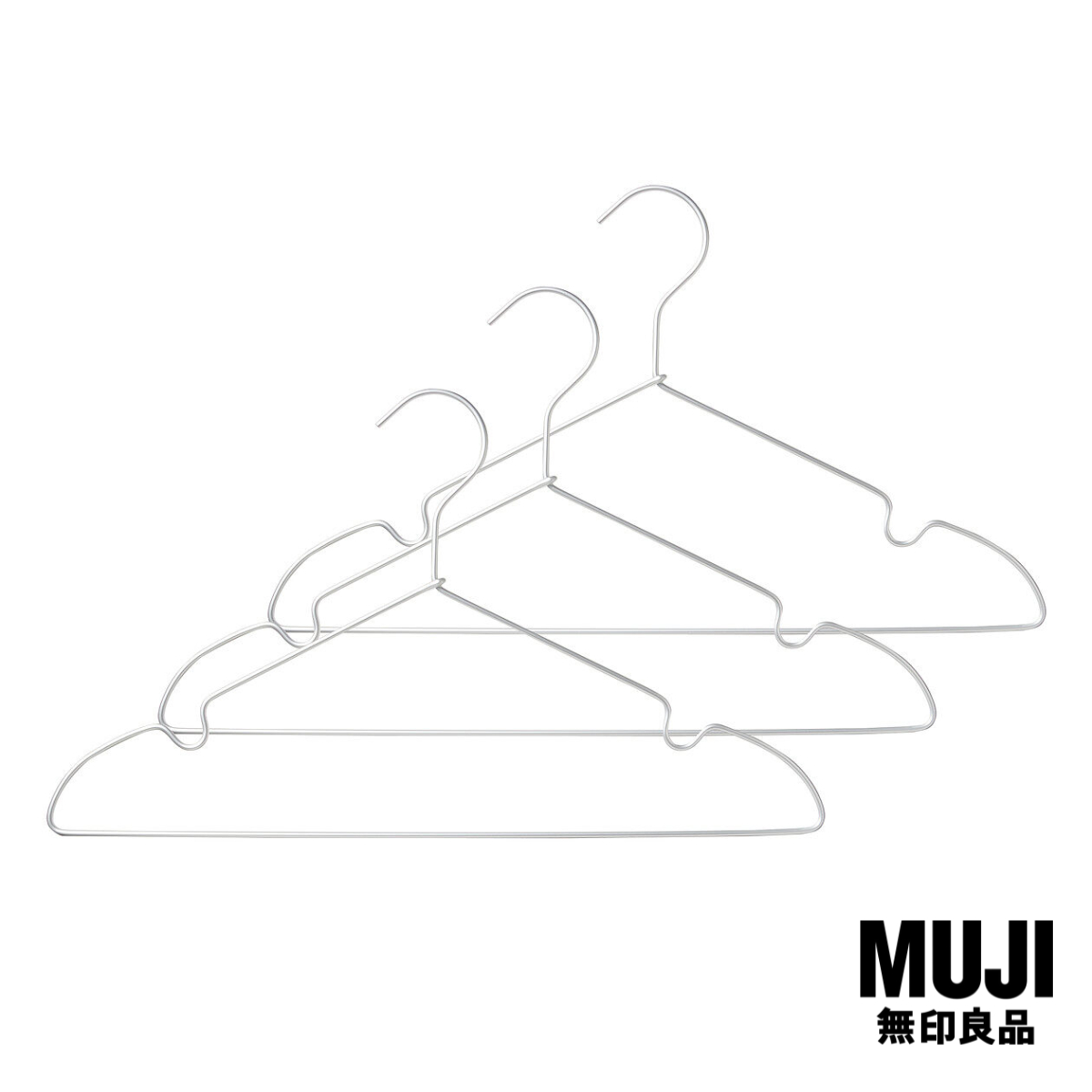 มูจิ เซ็ตไม้แขวนเสื้ออะลูมิเนียมพร้อมร่องแขวน 3 ชิ้น - MUJI Aluminium Laundry Hanger 3 set 42 cm ราคา 99 บาท*ส่งฟรี