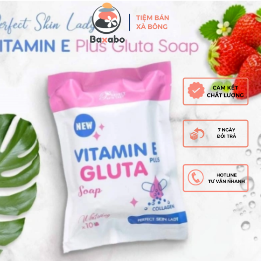 01 XÀ PHÒNG TẮM TRẮNG DA VITAMIN E PLUS GLUTA X10 COLLAGEN THÁI LAN CHÍNH HÃNG - TẶNG KÈM TÚI SOAP TẠO BỌT BỀN ĐẸP
