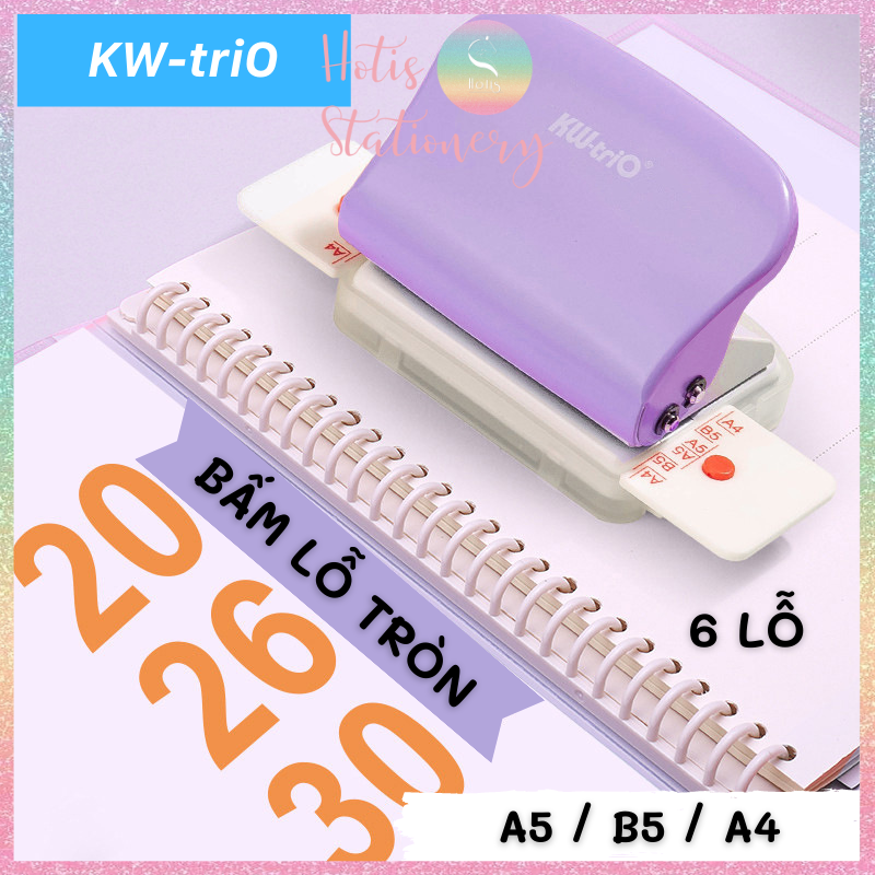 Bấm lỗ giấy 3 lỗ 6 lỗ a4/ b5/ a5 kw-trio làm ruột sổ còng binder