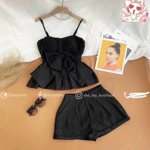 Set bộ nữ 2 dây bánh bèo + quần đùi siêu dễ thương ( hàng new )