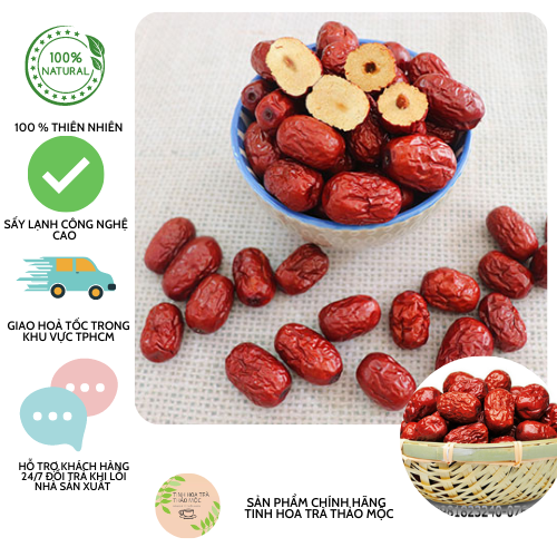 Táo đỏ 1 kí khô sấy nguyên trái _tinhhoatrathaomoc