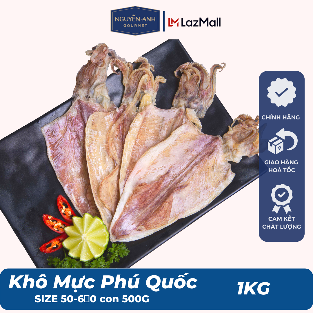 Mực khô Phú Quốc 500 Gram Nguyên Anh 15-20 con ngọt thịt hơn mực khô giá rẻ, khô mực nguyên con đặc sản Phú Quốc Hải Sản Nguyên Anh.