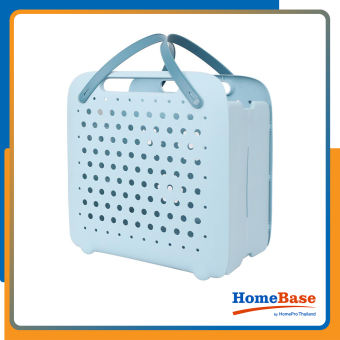 HomeBase PLIM Giỏ đựng quần áo bằng nhựa có thể gấp gọn W41xH43xD27màu xanh dương