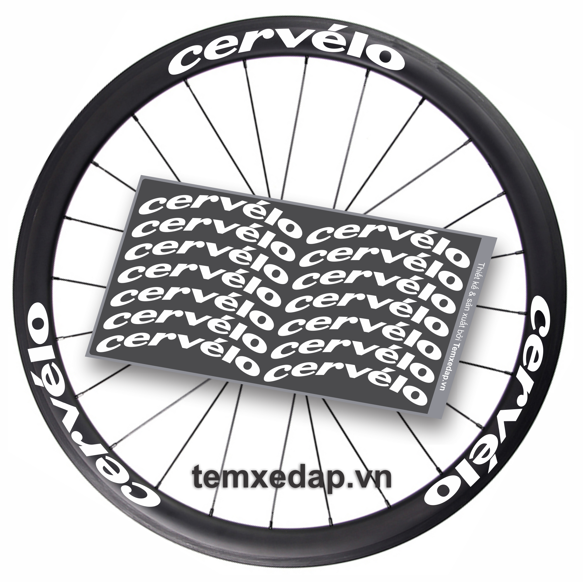 Tem decal dán vành niềng bánh xe đạp đua đường trường CERVELO 700c | Temxedap.vn