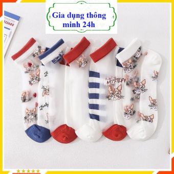 Tất Lưới Nữ Cổ Ngắn - Combo 10 Đôi - Tất Lưới Nữ Hình Mèo - Tất Nữ Cổ Ngắn - Tất Hàn Quốc