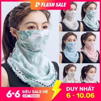 Benferry Khăn Voan Mỏng Chống Tia UV Mùa Hè Cho Nữ Hoa Hồng Che Mặt Cổ Khăn Choàng