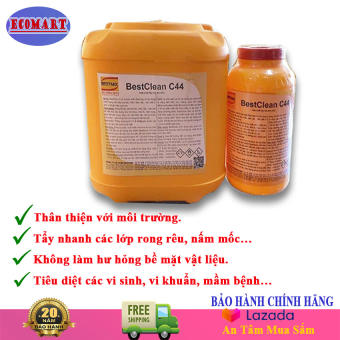 Hóa chất tẩy rêu mốc bám trên gạch ngói đỏ dễ sử dụng tẩy sạch như mới không ảnh hưởng đến bề mặt gạch ngói, dễ dàng xử dụng. Bestclean c44. ecomart, vmi việt nam