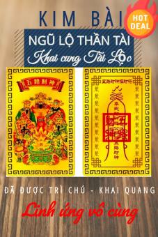 Kim bài Ngũ lộ Thần Tài LOẠI 1 khai mở cung tài lộc, khai vạn giàu có.