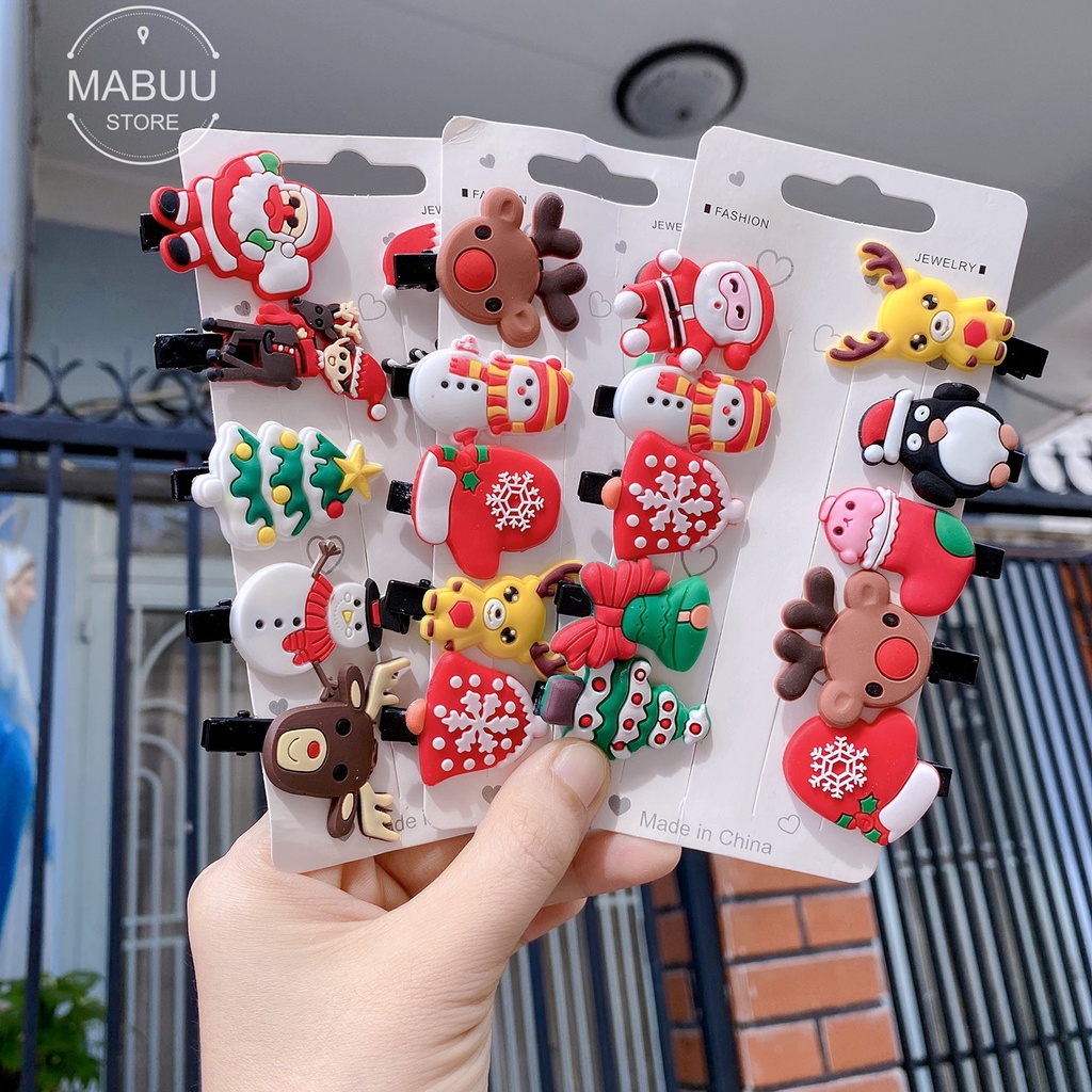 Set 10 kẹp tóc giáng sinh đáng yêu cho bé