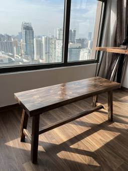 Ghế băng dài FEGO bằng gỗ tự nhiên/ Ghế gỗ ban công, ngồi bàn ăn, kệ để hành lang đi giày cao 45cm
