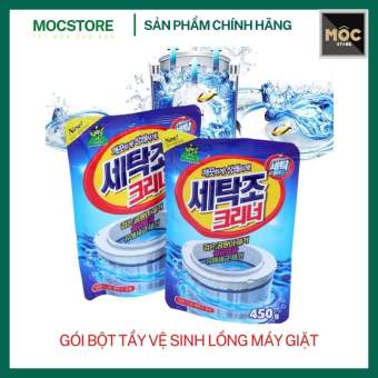 Bột tẩy vệ sinh lồng máy giặt 400g -450g dùng cho máy giặt lồng đứng và lồng ngang tẩy lồng giặt cao cấp loại bỏ cặn lắng canxi và chất cáu bẩn diệt khuẩn gây mùi mocstore