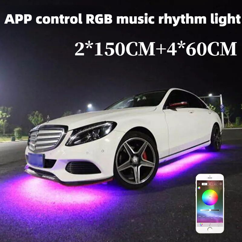 Dải đèn gầm linh hoạt cho xe hơi đèn neon rgb điều khiển ứng dụng gầm xe led đèn bầu không khí xung quanh trang trí ô tô màu mơ ước đèn nhịp điệu âm nhạc rgb điều khiển ứng dụng