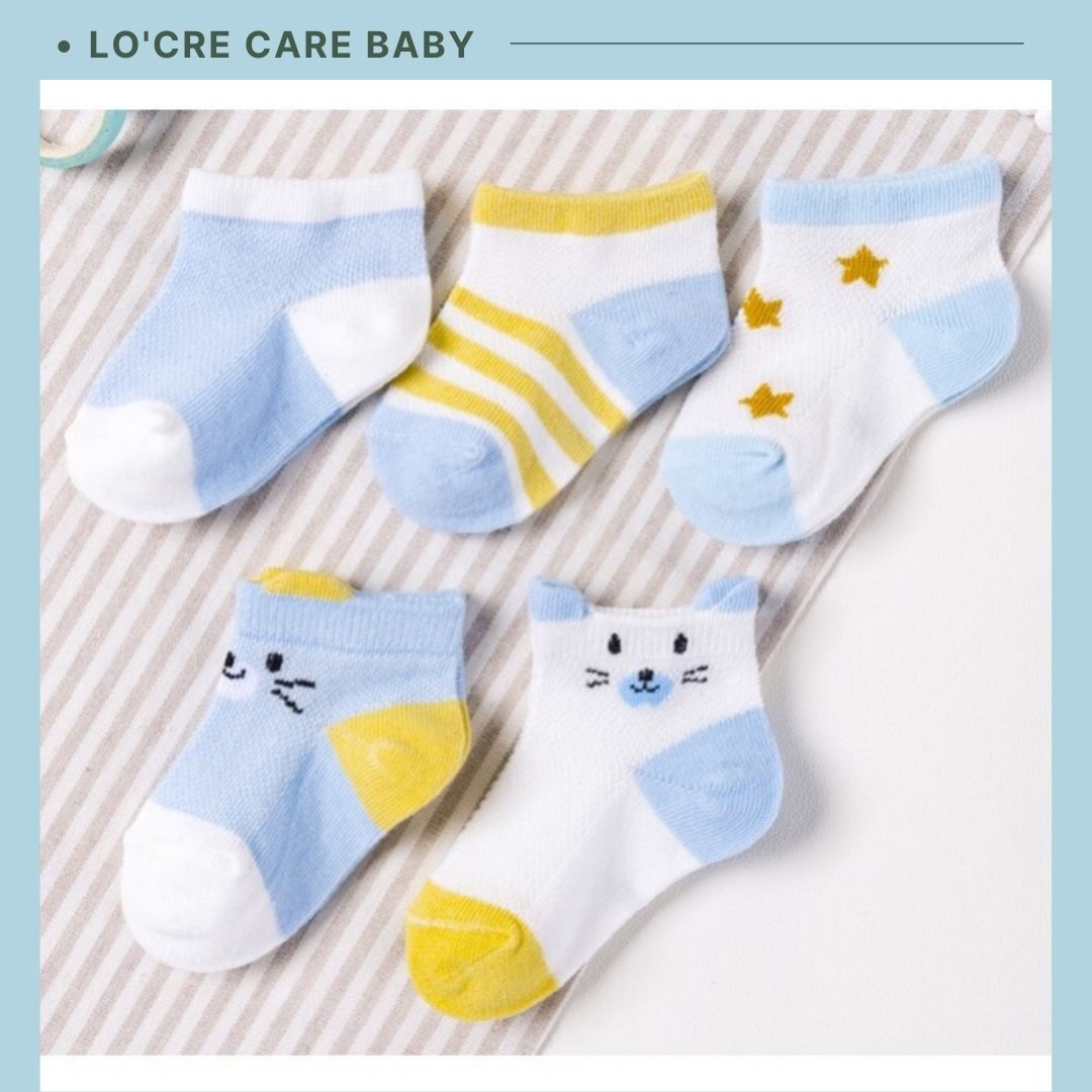 Combo 5 đôi tất vớ điều hòa Kids Socks thông thoáng cho bé sơ sinh từ 0