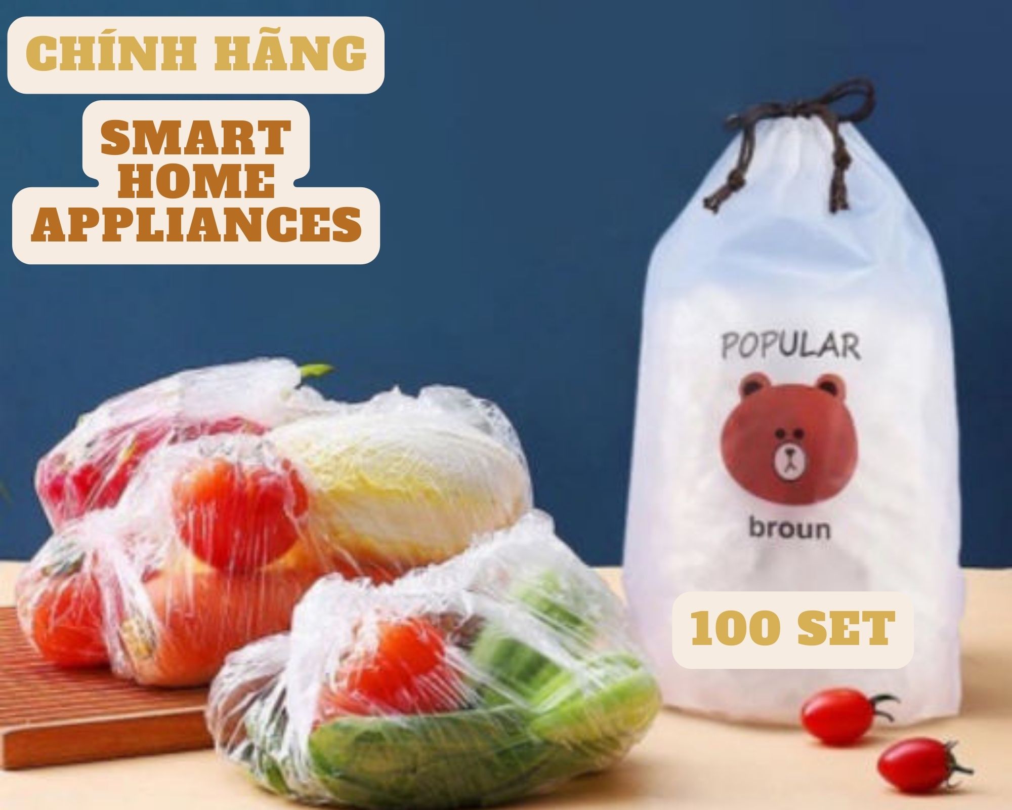 Combo 500c túi bọc thực phẩm gấu 5 túi 500 cái thun co dãn tái sử dụng tiện lợi dễ sử dụng hiệu quả